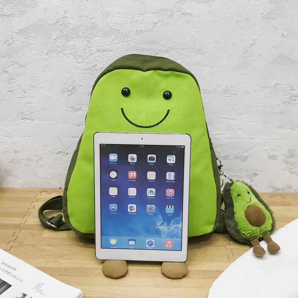Корейский милый зеленый холщовый рюкзак авокадо для девочек подростков свежий