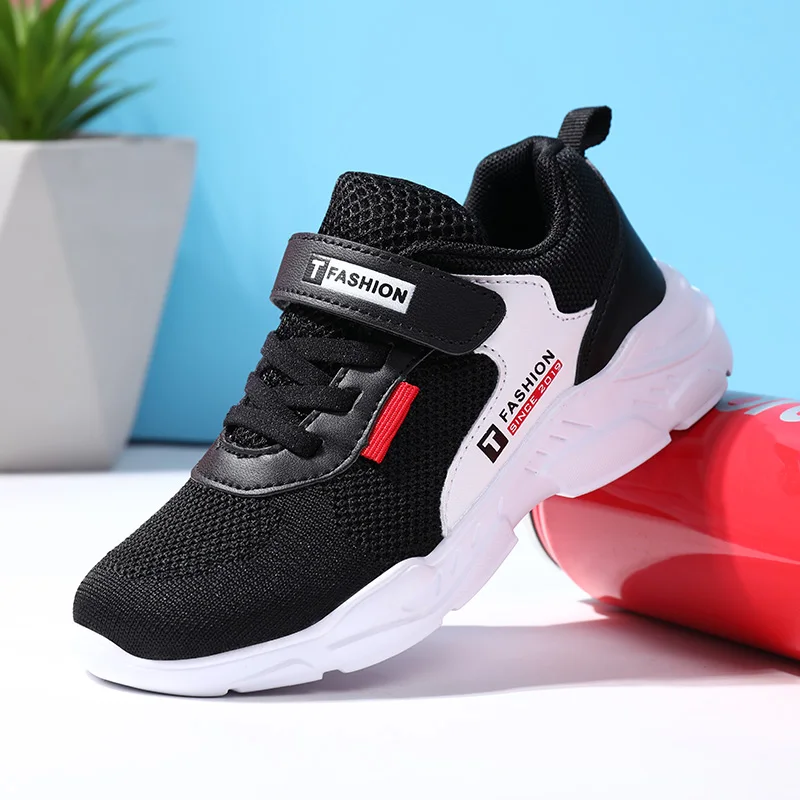 

High Quality Kids Boy Sport Shoes Breathable Children Running Sneakers Black Soft Bottom Children Sport Shoes Brand Size 26-40