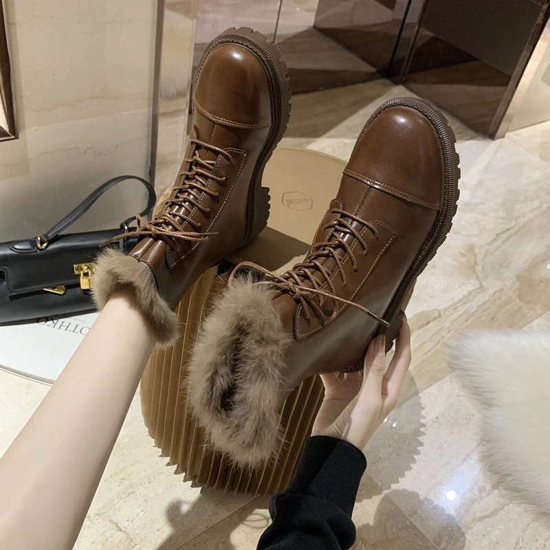 

Новинка Зима 2021, модные повседневные Ботинки Martin, женские ботинки с круглым носком, короткие ботинки, индивидуальная мода, теплая женская об...