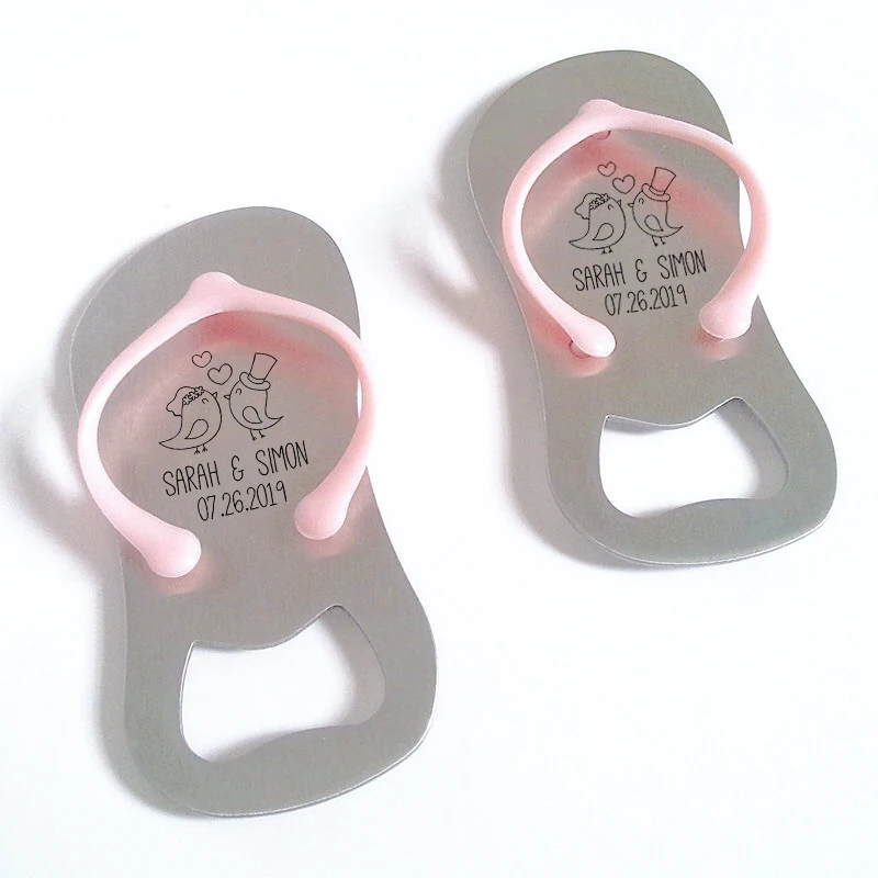 30x пляжные свадебные сувенирные розовые сандалии шлепанцы открывалка для