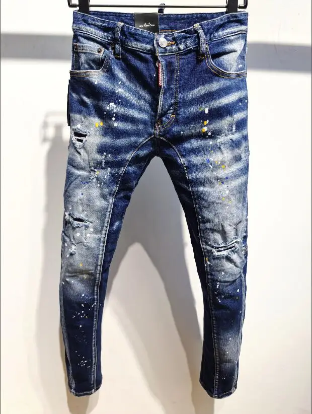 

Классические новые женские/мужские рваные джинсы DSQ джинсы мотоциклетная джинсовая куртка Мужские брюки A390