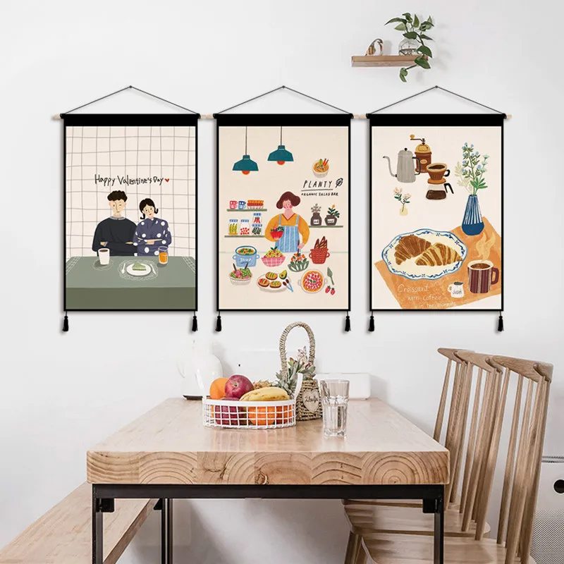 

Modern Art Wall Tapestry Hanging Cartoon Picture Nordic Background Simple Tapestry Sofa Bedroom Gobelin House Decoration AD50WT