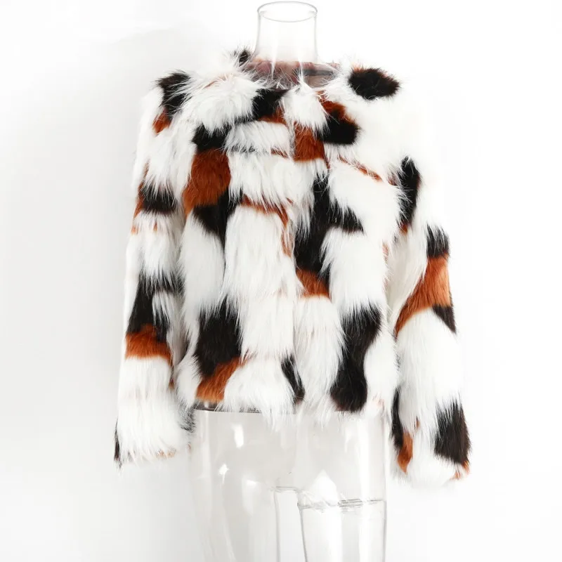 Пушистое меховое пальто для женщин пушистое теплое с длинным рукавом