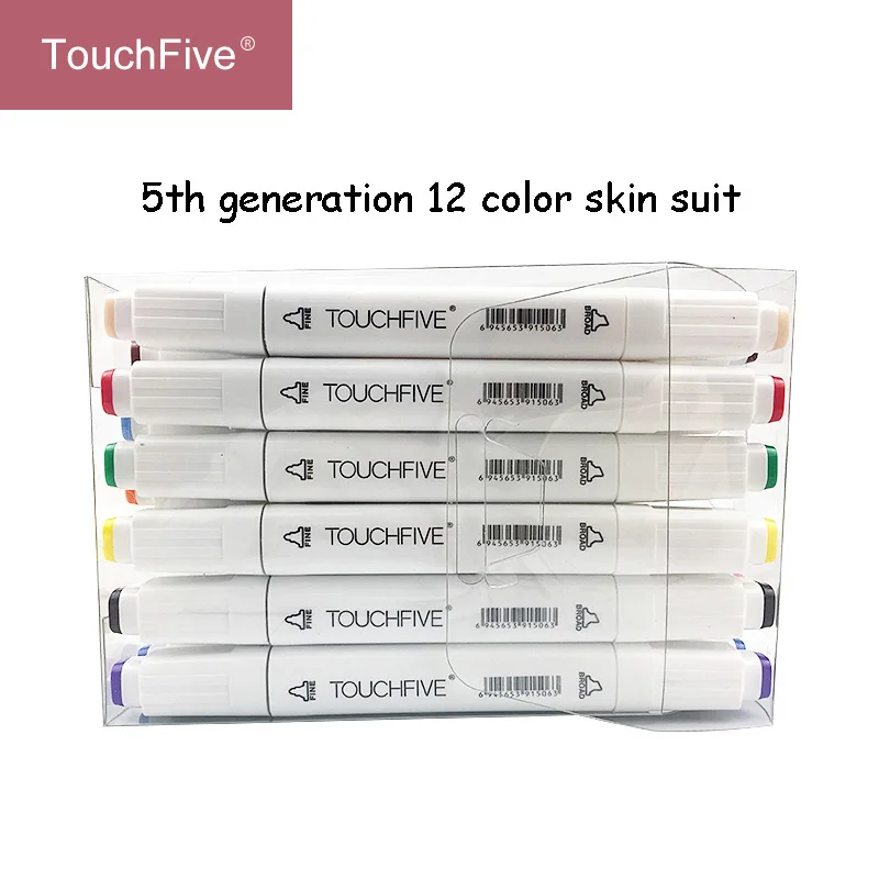 White-12 Colors TOUCHFIVE 24 цвета кожи набор тонов художественные Маркеры Ручка художника двойная голова на спиртовой основе кисть манга ручка для раскрашивания манга рисунок - Цвет: White-12 Colors
