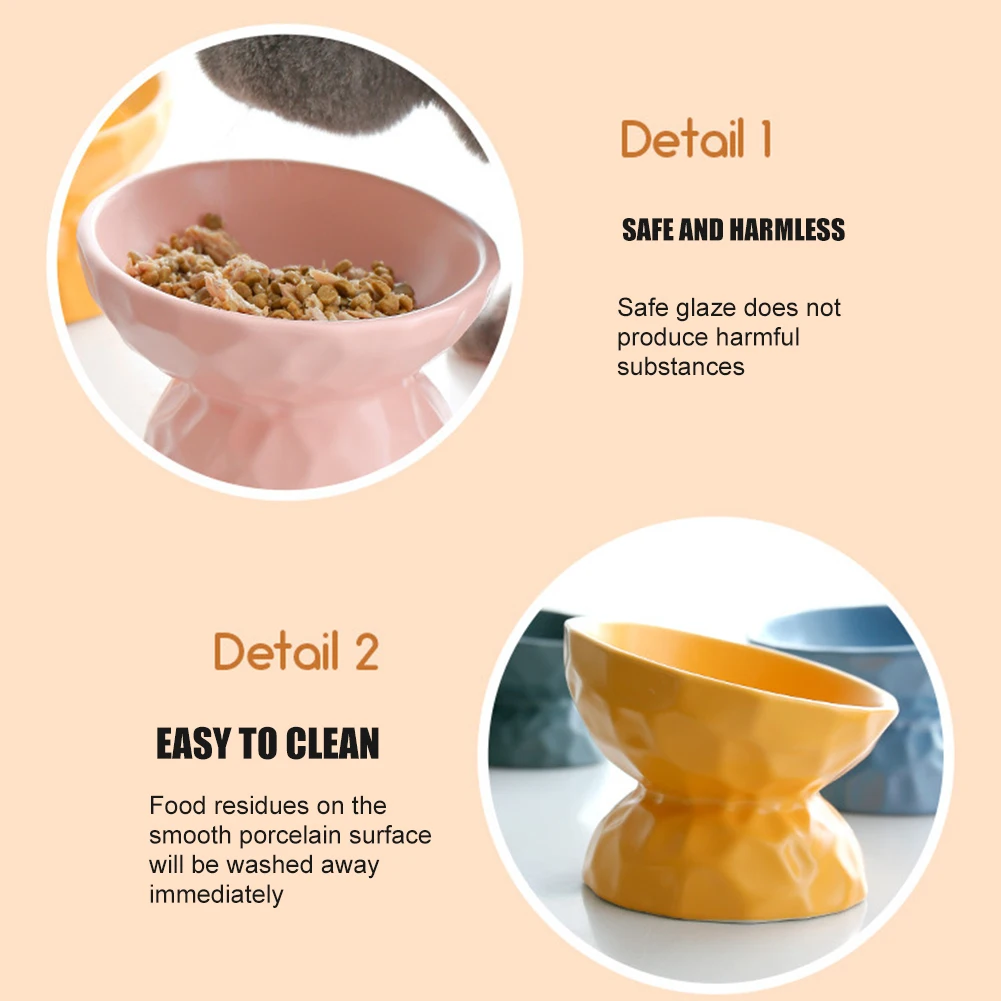 

Ceramics Raised Cat Bowl Slanted Cat Bowl for Food Stress Free Angled Cat Bowl Less Regurgitating and Vomiting SCVD889