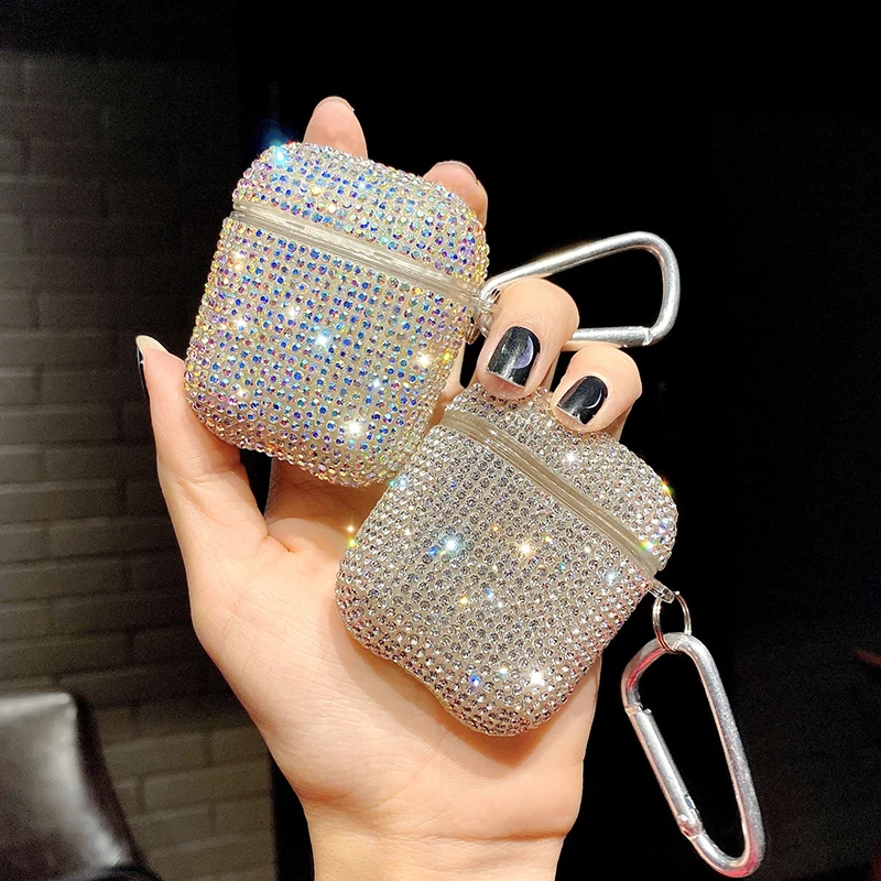 

For Airpods case Luxury cute crystal diamond shiny Wireless Earphone Chargin Case For Airpods 1 2 Accessories sexy girl cover