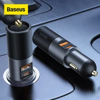 baseus 120w car splitter qc4 0 3 0 pd pps cigarette lighter socket dual usb type c fast car charger adapter for iphone xiaomi