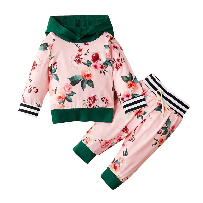 

2020 Baby Girl Clothes Newborn Female Outfit Infant Clothing Set Floral Long Sleeve Sweatshirt Top+Pants 2pcs 11