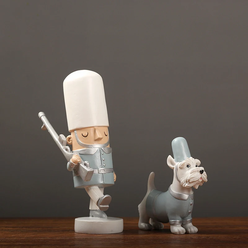 

[MGT]Nordic creative soldier and dog statue decoration home interior decoration crafts gift display