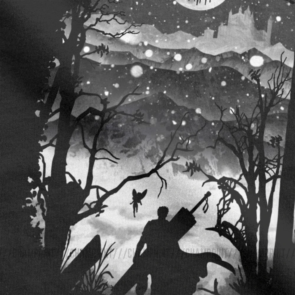 Мужская футболка с круглым вырезом Moon And Berserk хлопковая короткими рукавами ретро