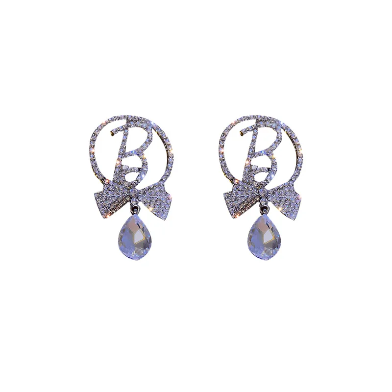 

CH-958 Full diamond bow earrings Korean minimalist design earrings accessories earrings female trend