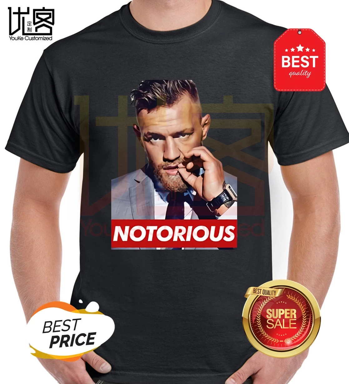 Летняя футболка Conor McGregor с принтом креативного дизайна и коротким рукавом