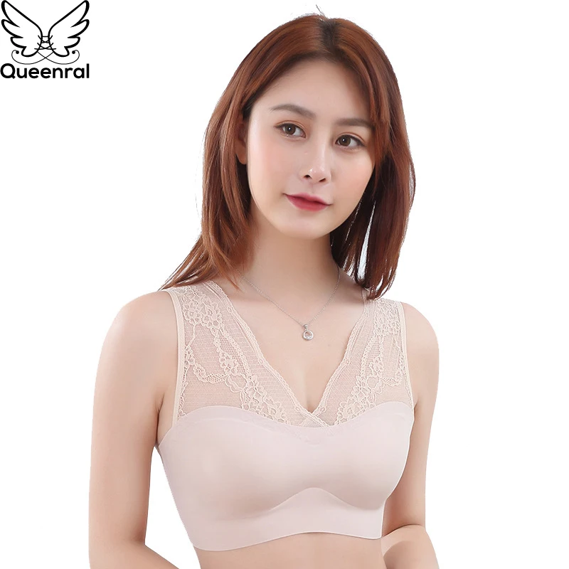 Queenral Бесшовные бюстгальтеры для женщин нижнее белье отжимать Bralette BH беспроводной бюстгальтер s m l xl сексуальное кружевное белье