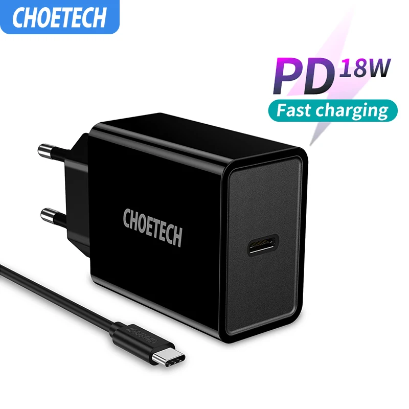 CHOETECH быстрое зарядное устройство usb type-C зарядное устройство PD 18 Вт Зарядное устройство для мобильного телефона для iPhone X XS 11 Pro Max зарядное устройство Xiaomi Phone PD зарядное устройство