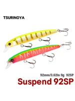 tsurinoya 92sp suspending pike floating minnow lures 92mm 9g dw78 fishing wobblers long casting jerkbait baits three 8 hooks