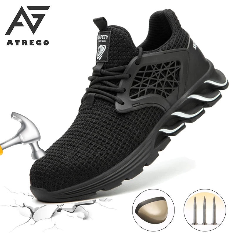 

AtreGo легкий безопасная обувь Мужские ботинки мужские рабочие кроссовки для мужчин Сталь носок обувь с защитой от проколов-доказательство ра...