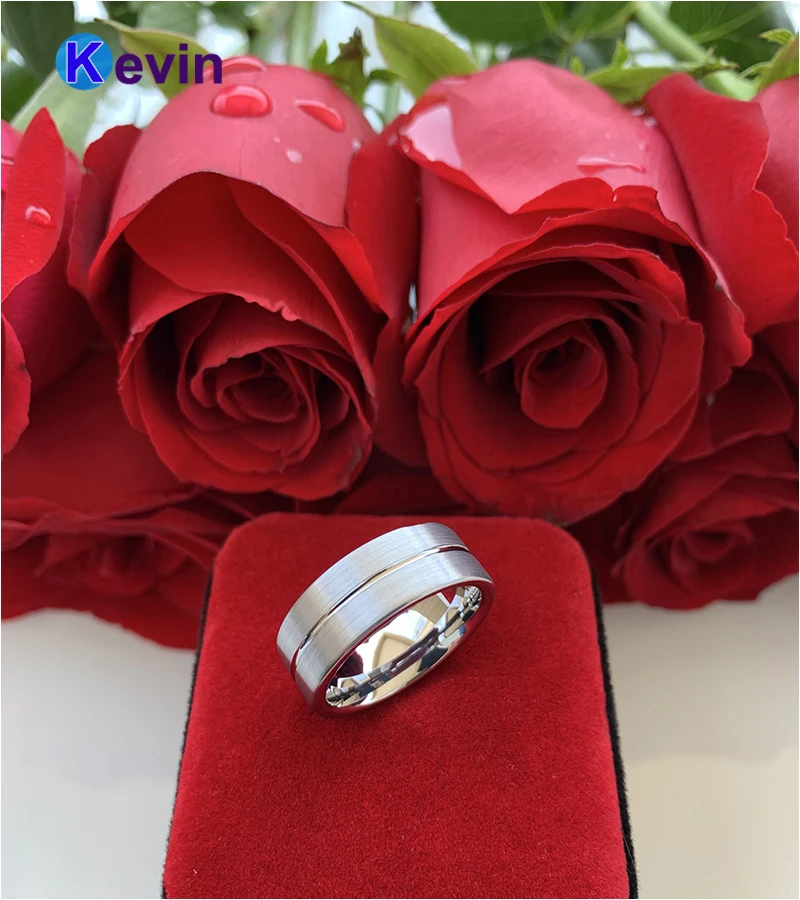 Классическое кольцо для мужчин и женщин из карбида вольфрама с плоским ремешком