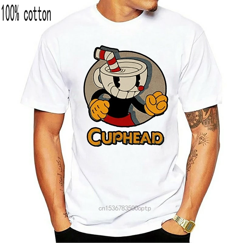 

Новинка Мужская рубашка Cuphead Circle Shadow Profile винтажная графическая футболка