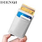 Кожаный кошелек с наклейками DIENQI, тонкий мужской Rfid-кошелек с защитой от кражи, алюминиевый футляр для денег, держатель для карт, Защитные Чехлы