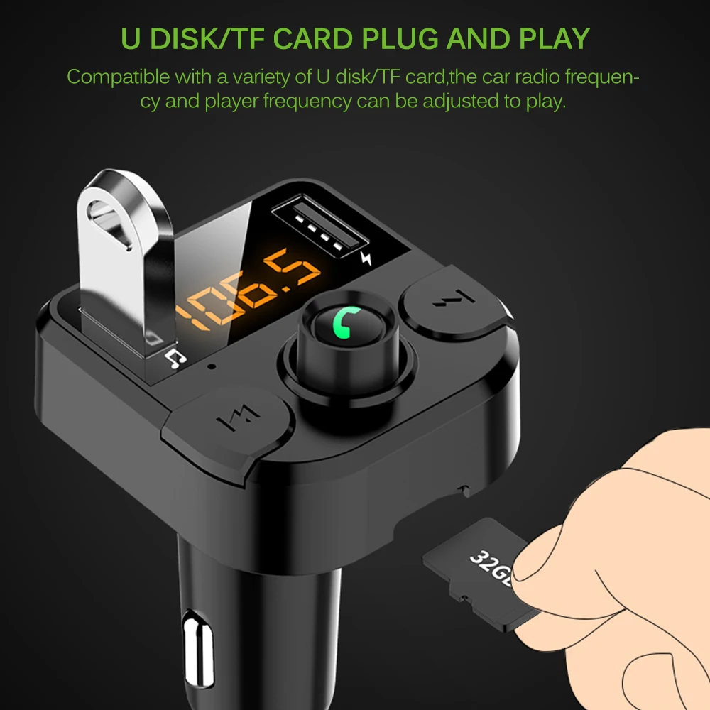 Автомобильный fm-передатчик Onever с ЖК-дисплеем и MP3 плеером, беспроводной Bluetooth приемный автомобильный комплект 3.1A, Быстрый USB, USB, зарядное устройство, fm-модулятор