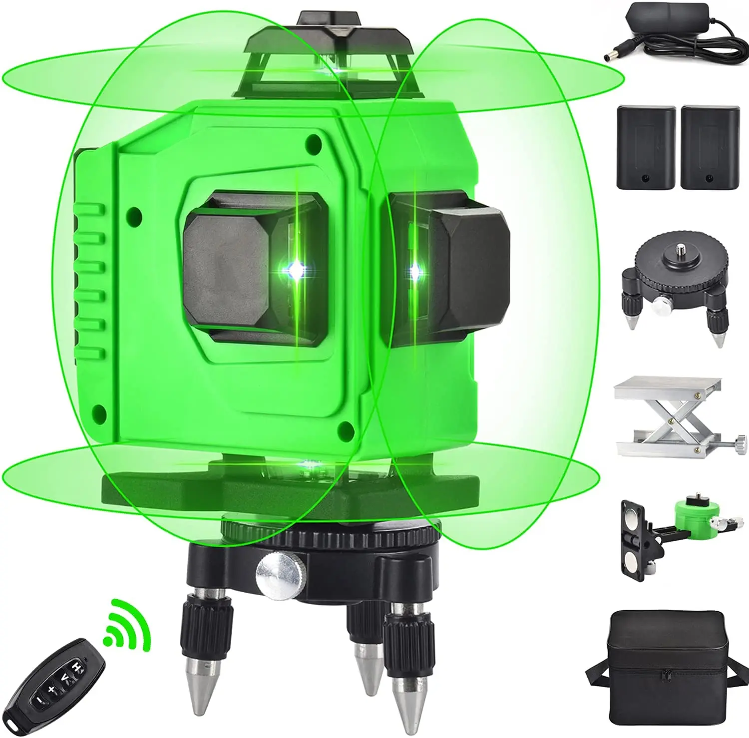 Нивелир лазерный 3D самонивелирующийся зеленый нивелир с вращением на 12/16