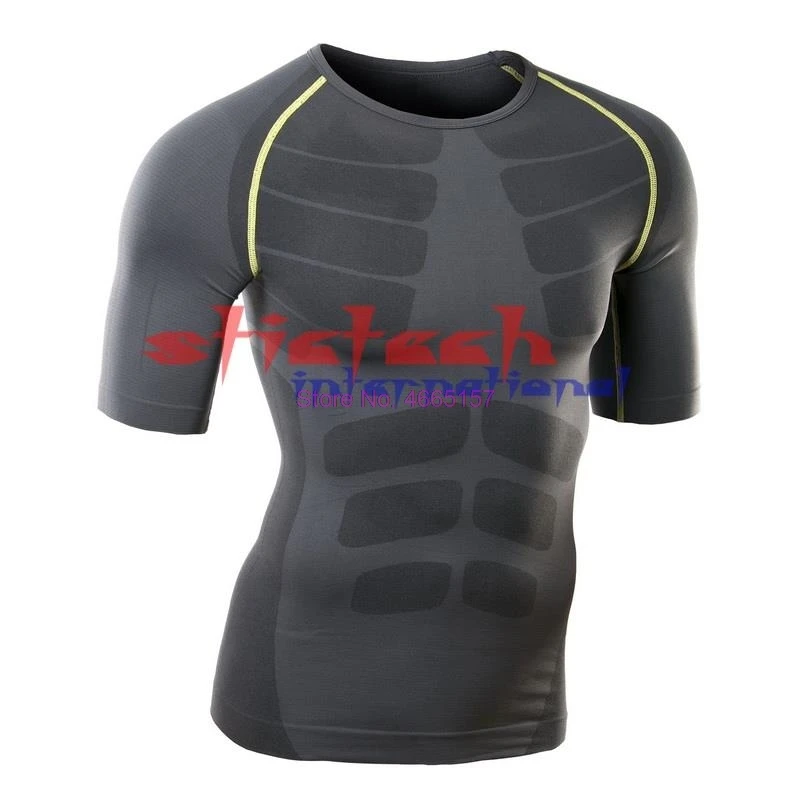 Через dhl или ems 100 шт. Для мужчин и мальчиков плотный топ футболка под кожу быстрый