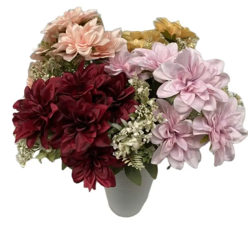 

Искусственный дахия (9 стеблей/бутон), искусственный осенний пион длиной 16 дюймов для искусственных цветов