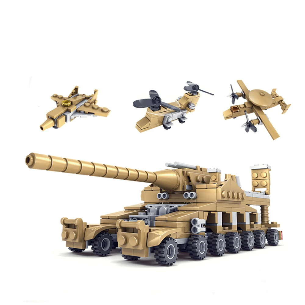 Конструктор Военный 16 в 1 игрушечный автомобиль танк самолет игрушка для