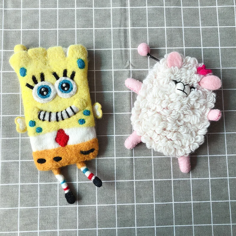 Monedero de fieltro de lana nepal&eacute;s hecho a mano, monedero de flor de estilo &eacute;tnico fresco, bolso para tel&eacute;fono m&oacute;vil, bolso para tarjetas-2