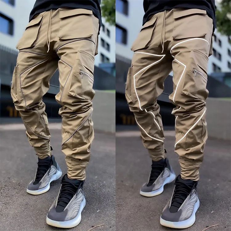 

Black White Stitching Cargo Pants Mens Street Trend Hip Hop Overalls 2021 Spring New Fashion Casual Sports Pants Joggers MenVHT6