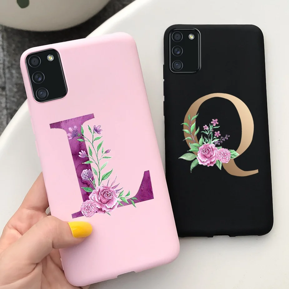 

For Samsung Galaxy A31 A41 A51 A71 A02s Case Soft Slim Cute 26 Letters Back Cover For Samsung A 31 41 51 A02s Phone Cases Bumper
