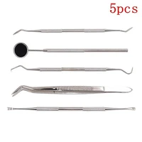 5pcs tooth scraper mirror plaque remover dentist tool stainless steel dental scaler tool set oral clean probe tweezers tool kit