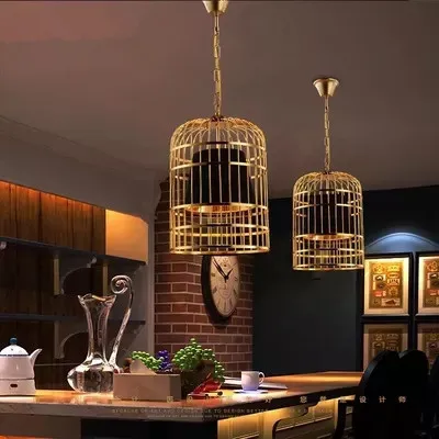 Online Moderna Piastra A Led Oro Cromo Gabbia Per Uccelli Led Lampada A Sospensione Bar Ristorante Tonalità In PVC E27 Deco Lampada A Sospensione A Catena Vintage