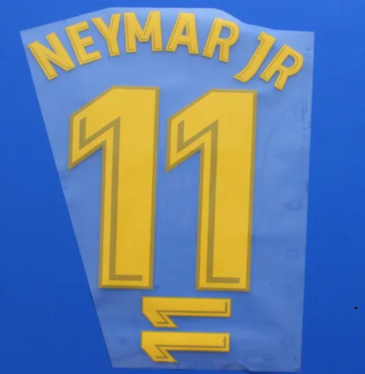 18 Домашняя печать Messi SUAREZ Neymar A. Iniesta SERGIO PIQUE nameset горячая штамповка футбольная нашивка значки - Цвет: Yellow 11 Neymar