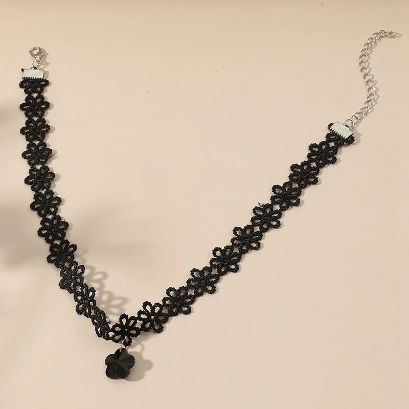 

1pc Flower Lace Choker Decorative Black Color Simple Lace Necklace Choker Necklace For Women Wedding Jewelry Party