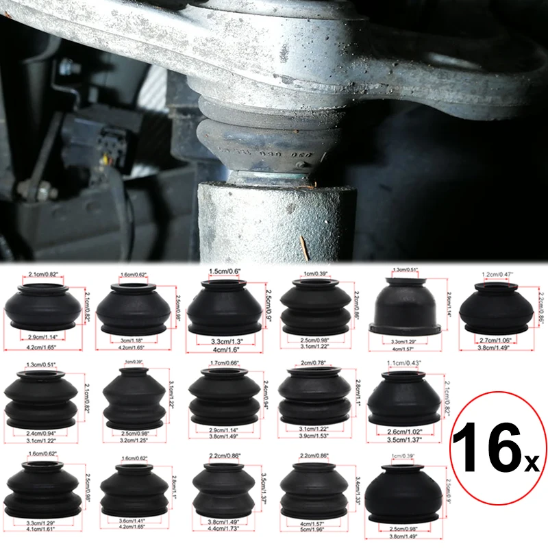 

16x Car Trunk Turn To Rod Linkage Gaiter Ball Joint Head Boot Dust Protector Cover Suspension Steering Accessories For Universal