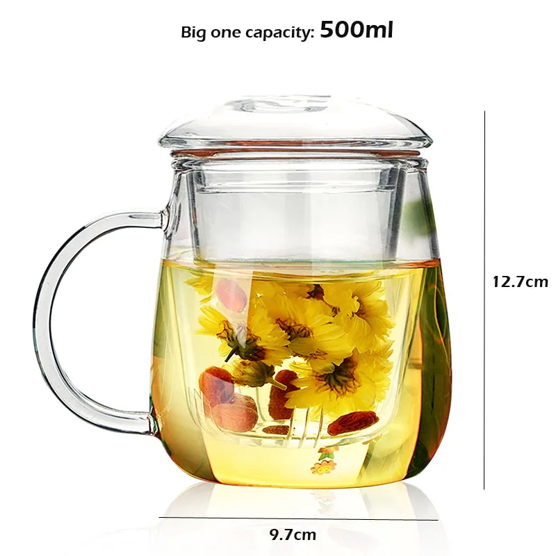 500ml 500 мл стеклянная кружка с двойными стенками для кофе, для путешествий, прозрачная чашка для молока, сока, чая, кофе с ручкой, Романтические свадебные подарки, кружки - Цвет: 500ml