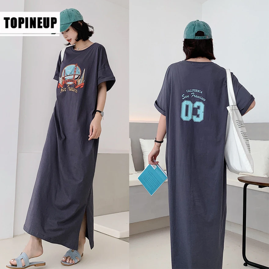 2021Women's с коротким рукавом повседневное Свободное длинное платье макси