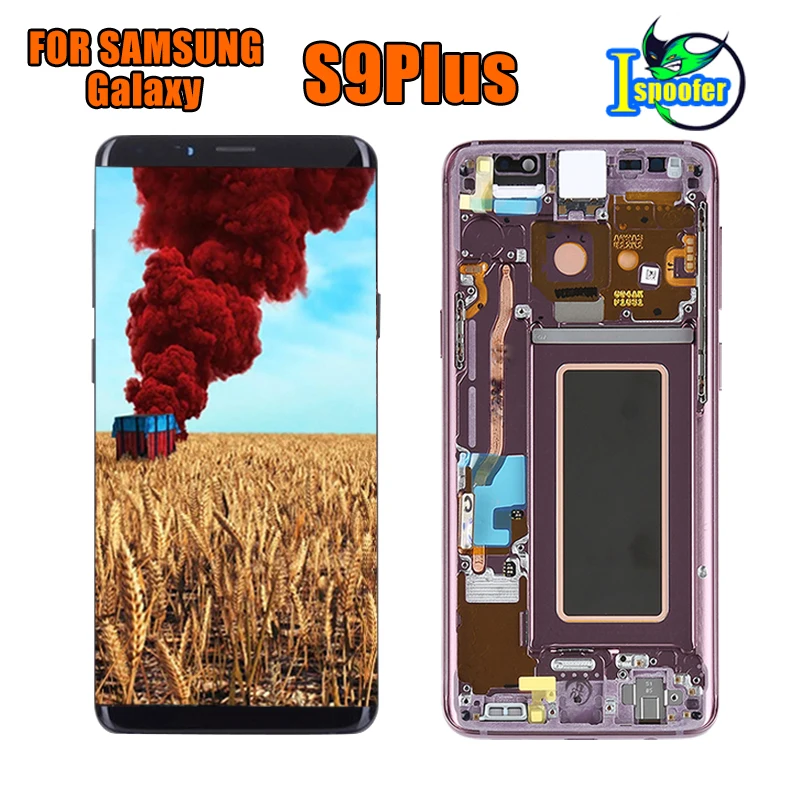 S9P Pink With Frame AMOLED для SAMSUNG Galaxy S9 Plus lcd кодирующий преобразователь сенсорного экрана в сборе с рамкой S9+ S9 lcd G960 G965 Замена - Цвет: S9P Pink With Frame