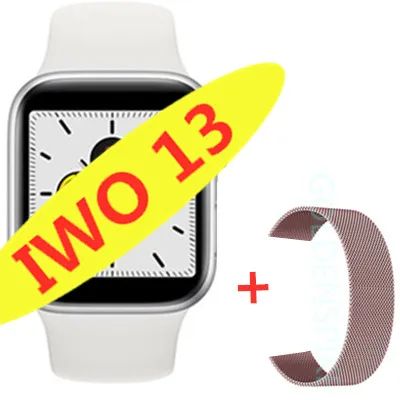 add steel strap IWO 13 умные часы серии 5 1:1 44 мм Ip68 Водонепроницаемые для apple iPhone 11 MAX IOS Android smartwatch для женщин и мужчин PK IWO 10/11/12 - Цвет: add steel strap