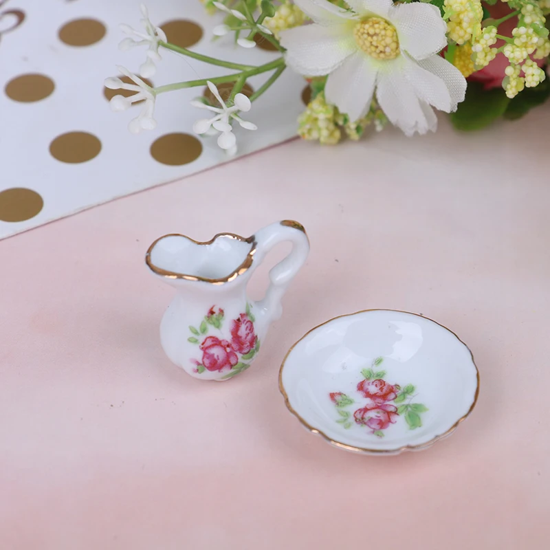 Мини чайник + тазик керамический и игрушка для детей DIY миниатюры кукольных