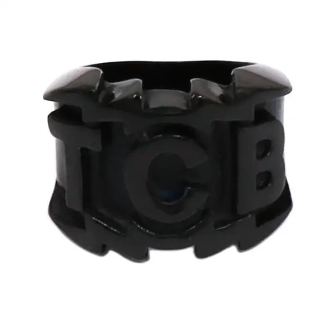 Black TCB Элвиса Пресли байкерское кольцо 316L ювелирные изделия из нержавеющей стали Панк серебряные золотые черные резные буквы байкерское мужское кольцо SWR0447 - Цвет основного камня: Black