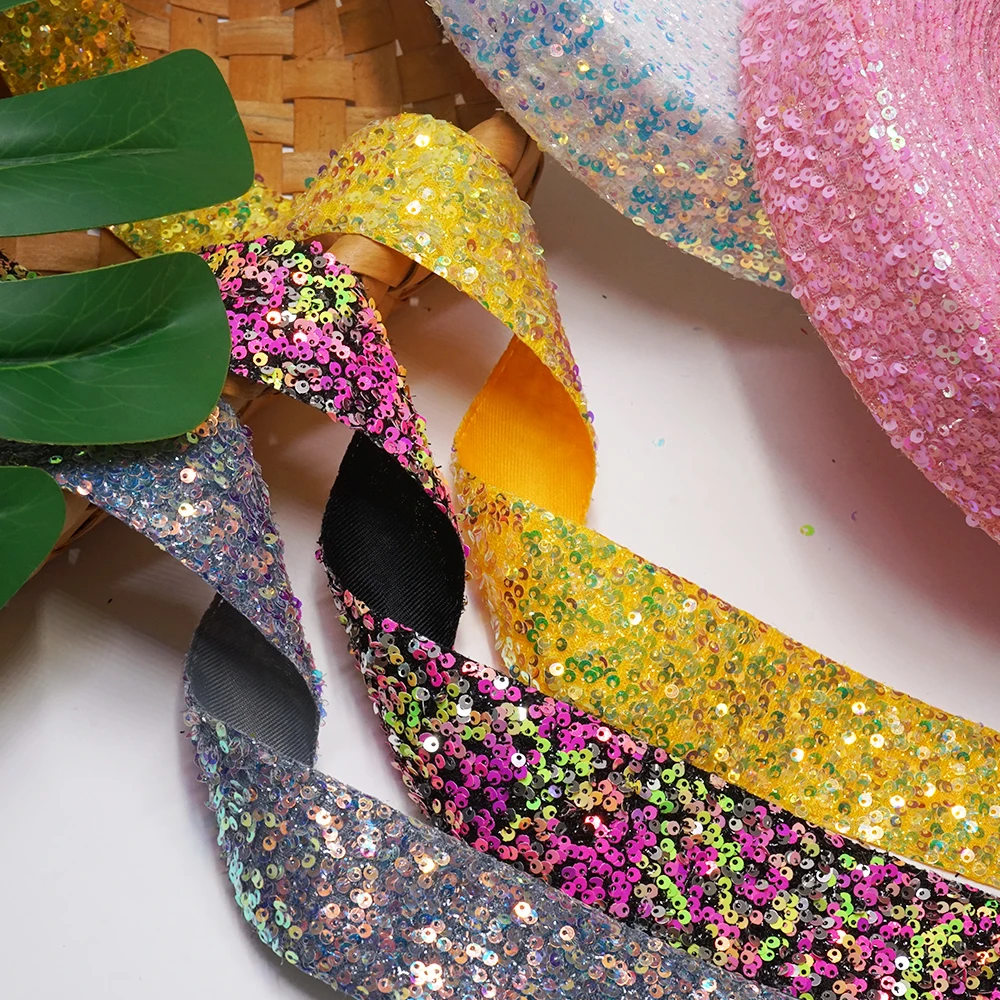 

5 Yards 1.5" 38mm Width Sequin Ribbons For Bows DIY Craft Decoration Packaging Supplies. H5403728