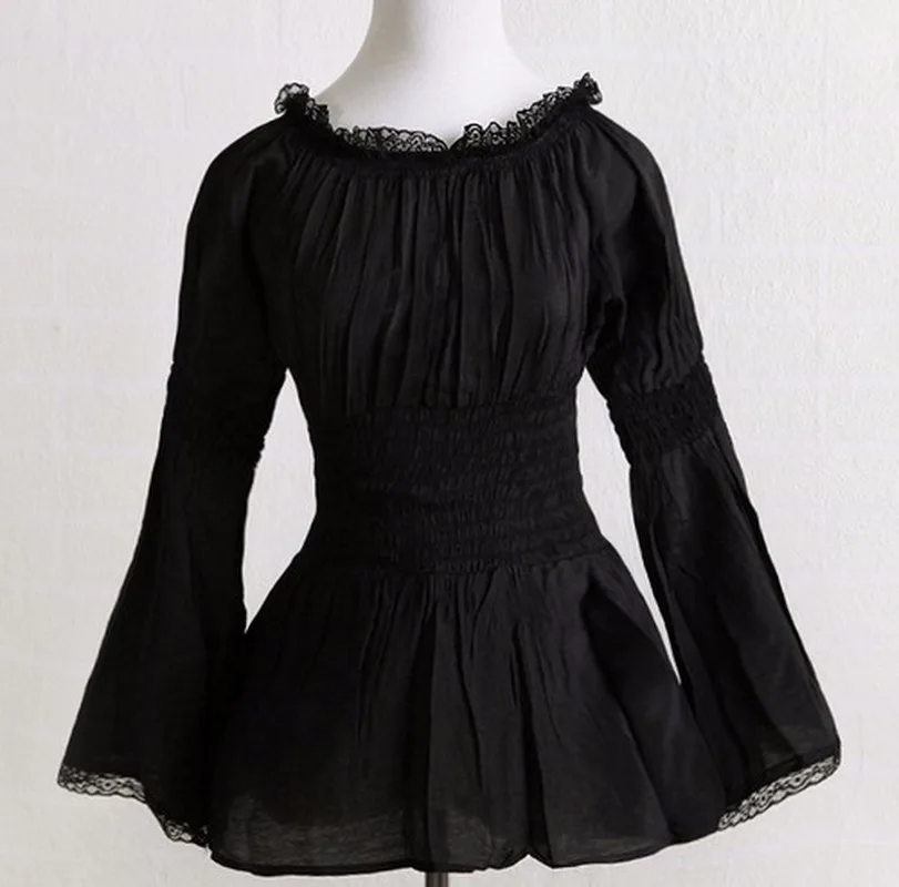 Полупрозрачная Ретро винтажная стильная блузка белая черная рубашка с длинными