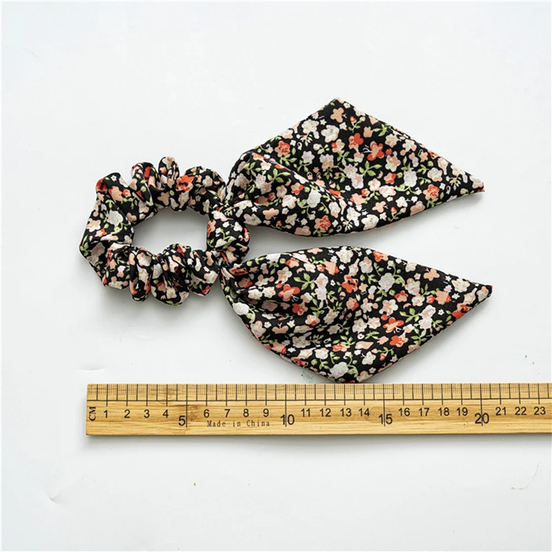 

Elegant Ladies Hair Scrunchies Women Bohemian Floral Printed Ribbon Bow Hair Ropes Elastic Hair Band Hair Rings Ponytail Holder