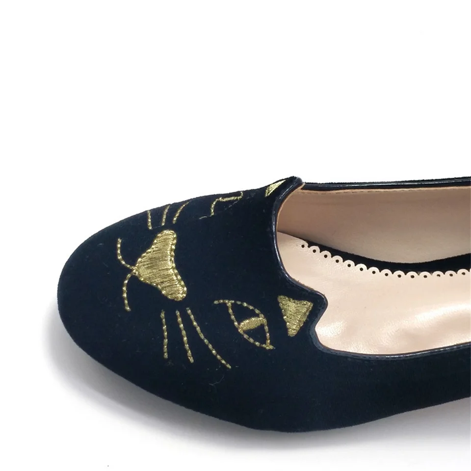 Новинка повседневная женская обувь на плоской подошве с рисунком кота коллекция