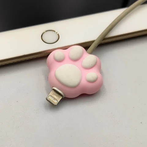 Мультяшный розовый кошка лапы протектор кабеля для оригинального iphone usb кабель мультяшный Органайзер намотка милое животное держатель кабеля