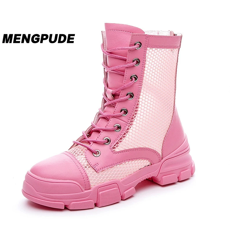 

MPD Mesh Martin Boots Women's Spring and Summer Thin 2021 Mesh Shoes Casual Cowhide Breathable Hollow Sandals Short Boots