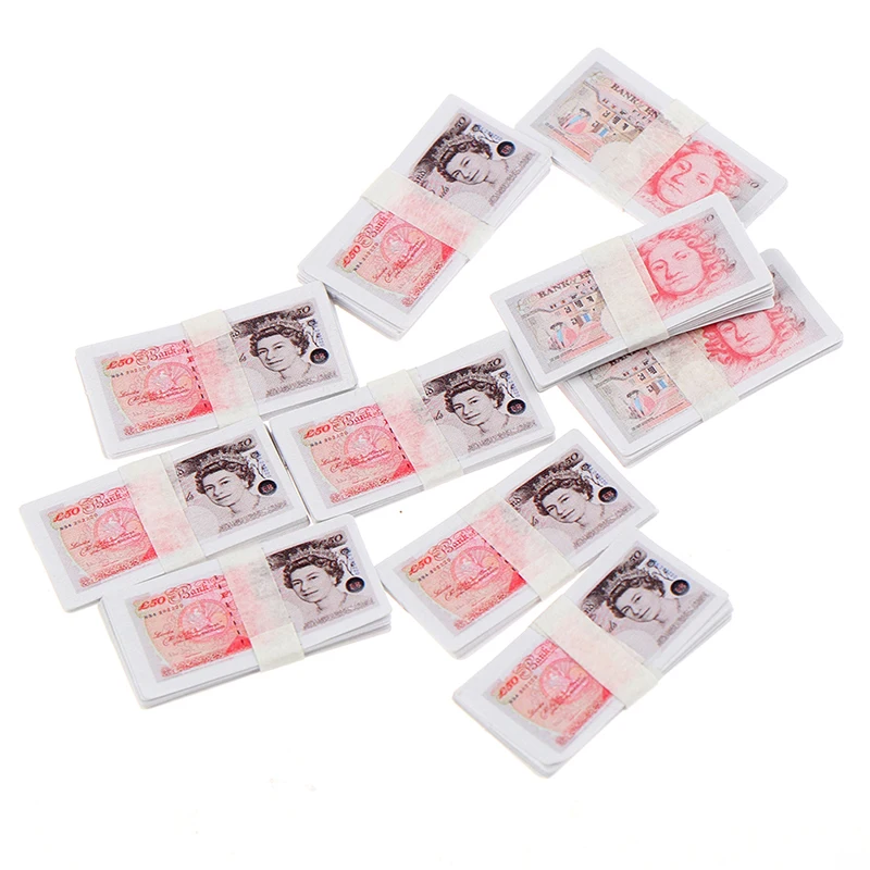 150 Sheets 1/12 Dollhouse Miniature Pound Paper Money Model Toys Accessories 3*1.5*0.15cm |