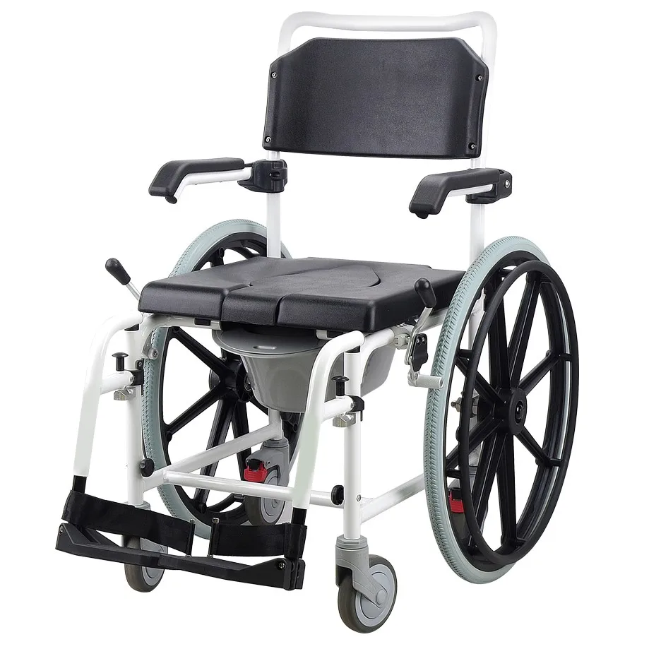 

Aluminum shower commode wheelchair with toilet with self-propel wheelchair